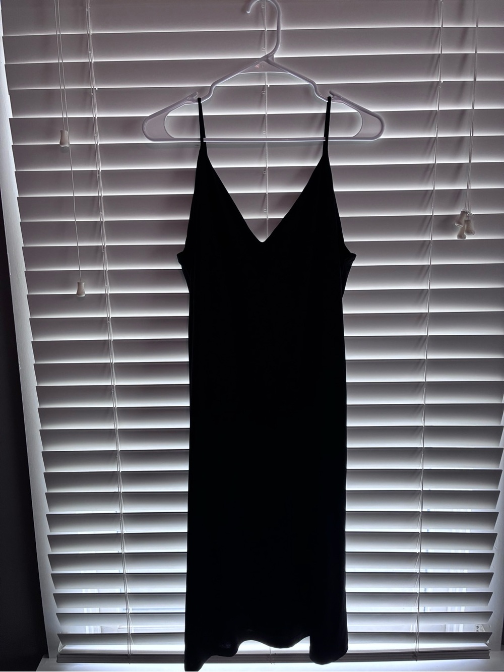 Zara Black Slip Midi Dress with Thin Straps
